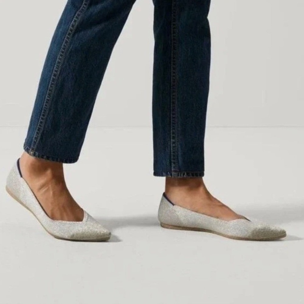 Rothy's The Point Flats Women 8.5 Diamond Metallic Gold Slip On Pointed Toe - Picture 3 of 13